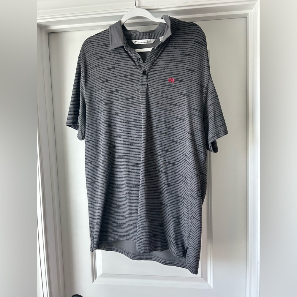 Travis Mathew Charcoal Striped Polo Shirt